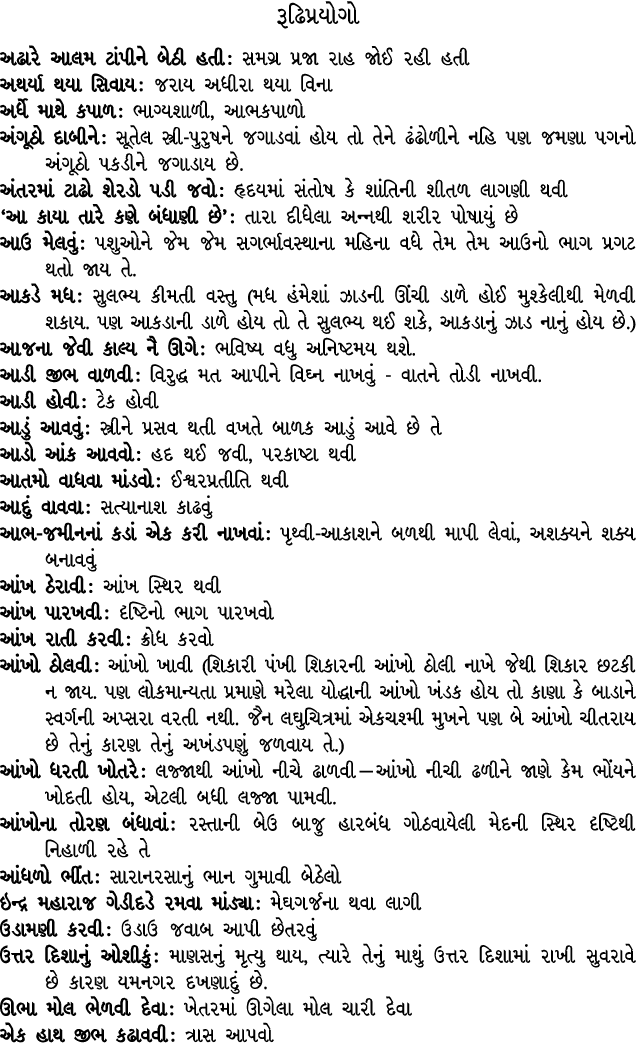 રૂઢિપ્રયોગો અઢારે આલમ ટાંપીને બેઠી હતી : સમગ્ર પ્રજા રાહ જોઈ રહી હતી અથર્યા થયા સિવાય : જરાય અધીરા થયા વિના અર્ધે માથ...